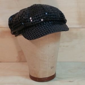 Black Sequin Newsboy/Gatsby hat